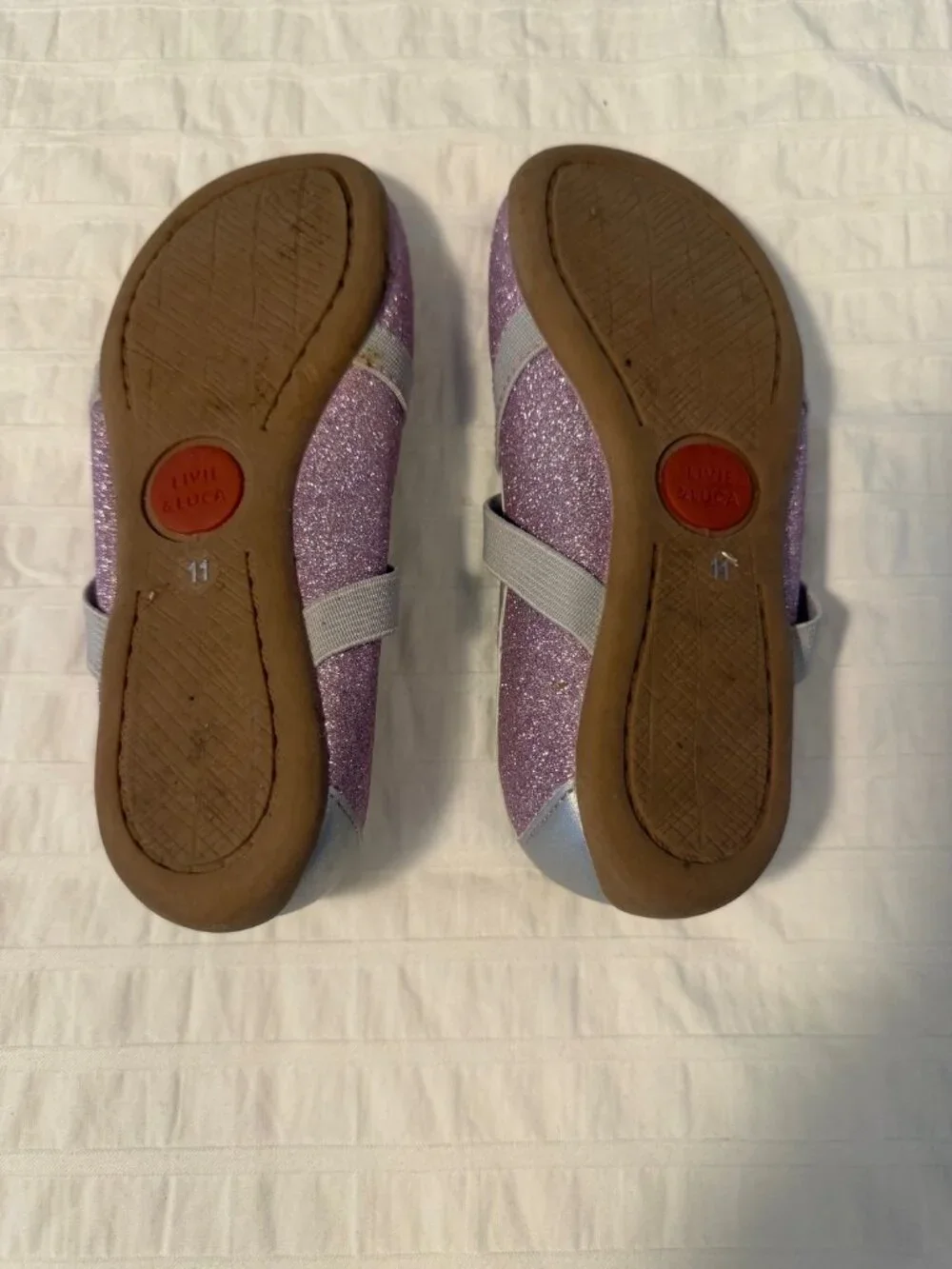 Livie & Luca Aurora Pink Purple Glitter Elastic Cross Strap Mary Jane Shoes 11